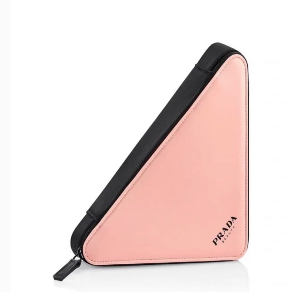 Prada Pink and Black Triangle Cosmetic Pouch